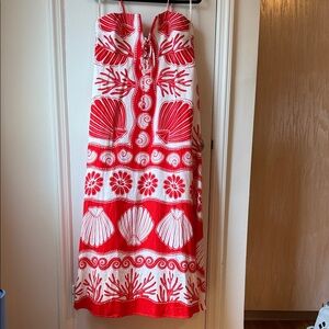 FARM Rio Red and White Maxi Dress